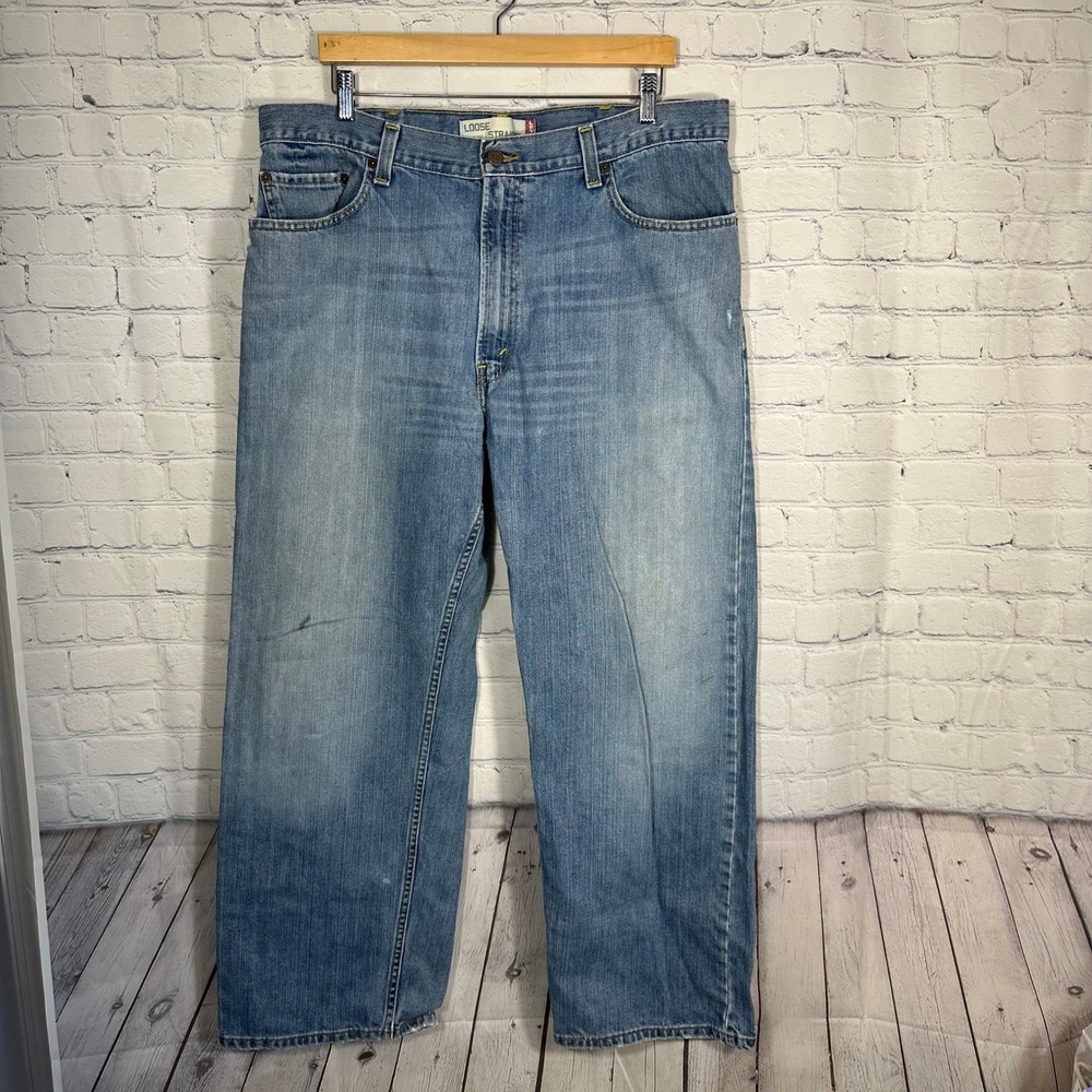 Levis 569 Loose Straight Leg Jeans Mens 37x32 Blue Denim Medium Wash Relaxed Fit